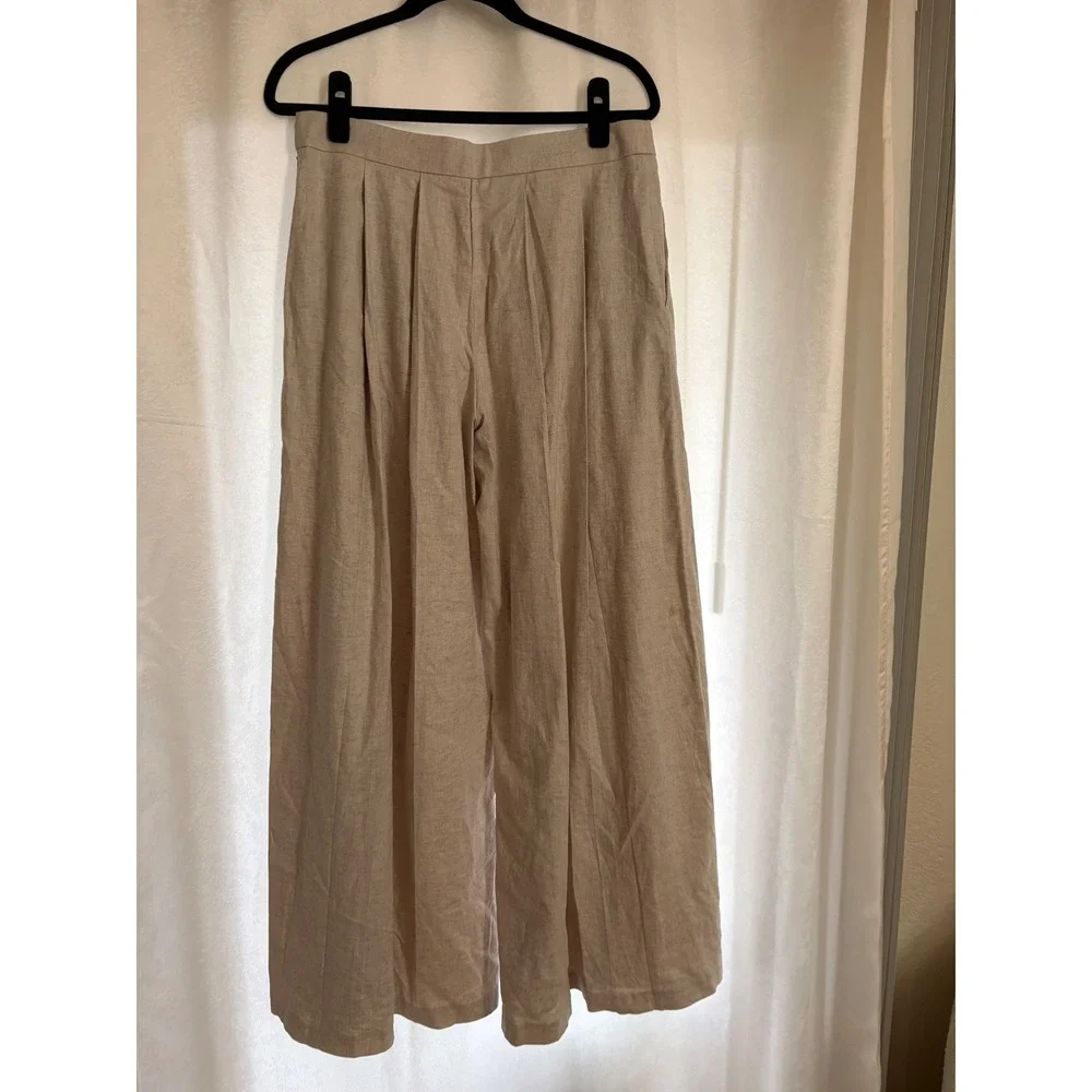 Banana Republic Linen-Blend Palazzo Pant Size 10 In Tan NWOT